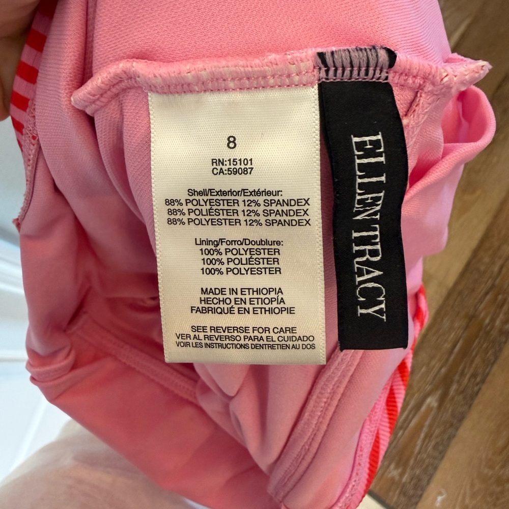 Ellen Tracy pink and red striped one piece swimsuit - Picture 4 of 4